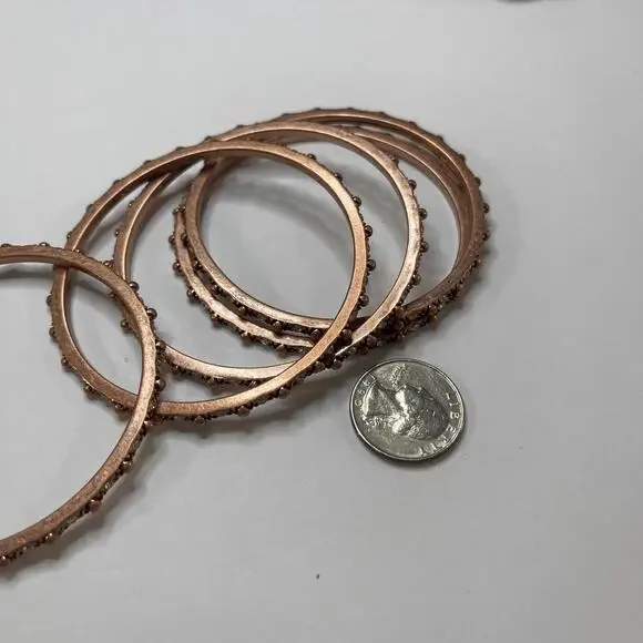 bronze bangle bracelets set of five 5 costume jewelry trendy versatile boho - Picture 7 of 9